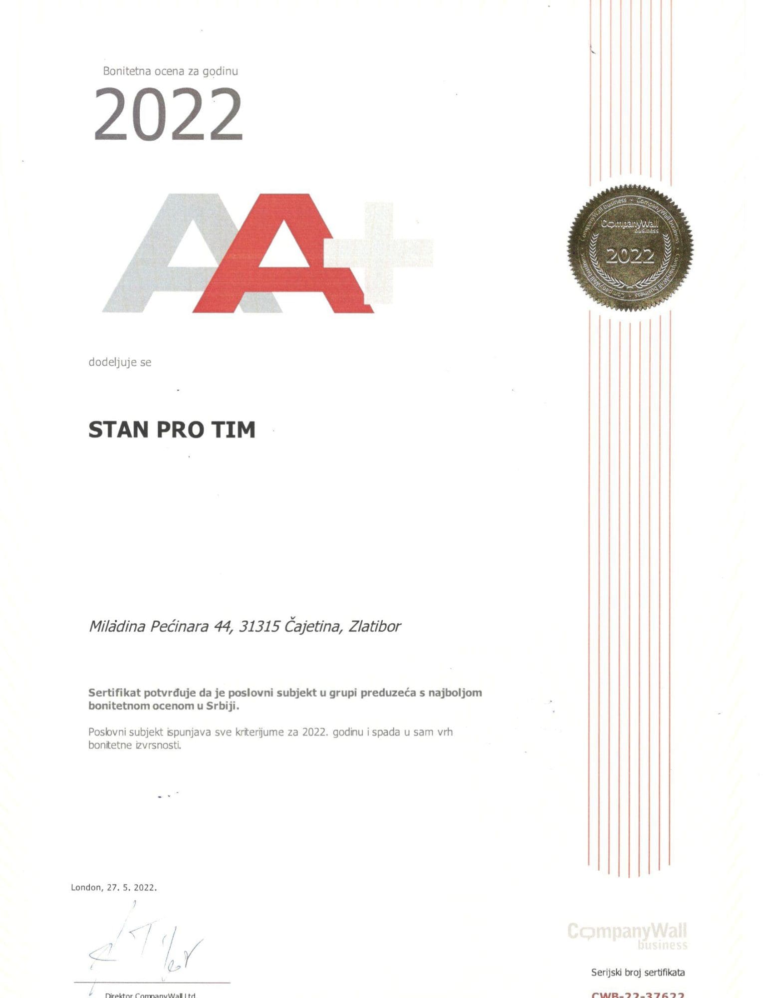 Sertifikat o stručnoj osposobljenosti